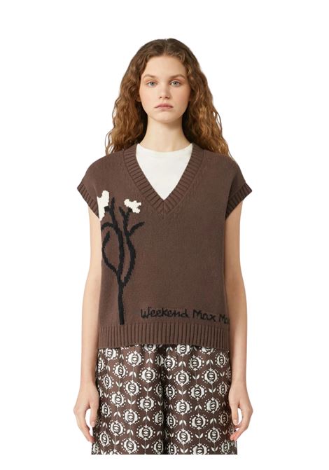 Gilet intarsiato in misto cotone - MARRONE Weekend MAXMARA | CRUSCA001
